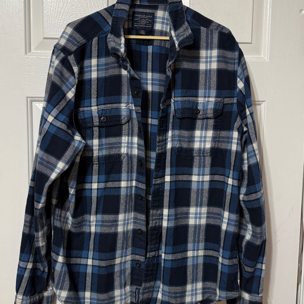 American Eagle Outfitters Navy Plaid Shirt